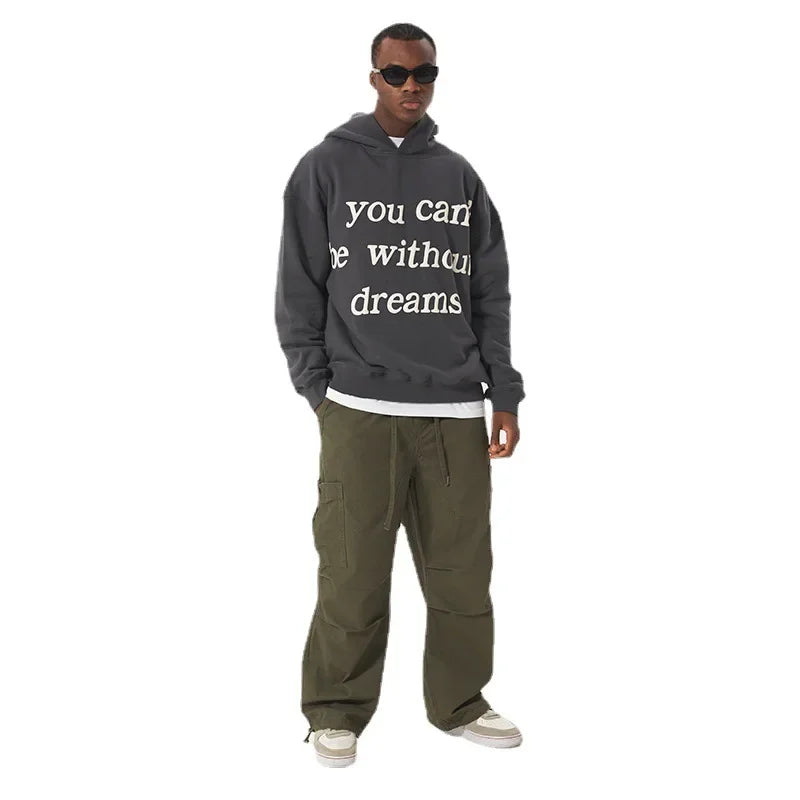 American Fashion Brand Multi-pocket Cotton Straight Leg Casual Pants Men's Casual Loose Version of Long Leg Overalls Streetwear