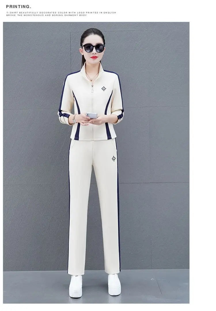 Women's Sportswear Suit Spring And Autumn Clothing 2024 New Fashion Leisure Tracksuit For Woman Crop Top Pants 2 Two Pieces Sets