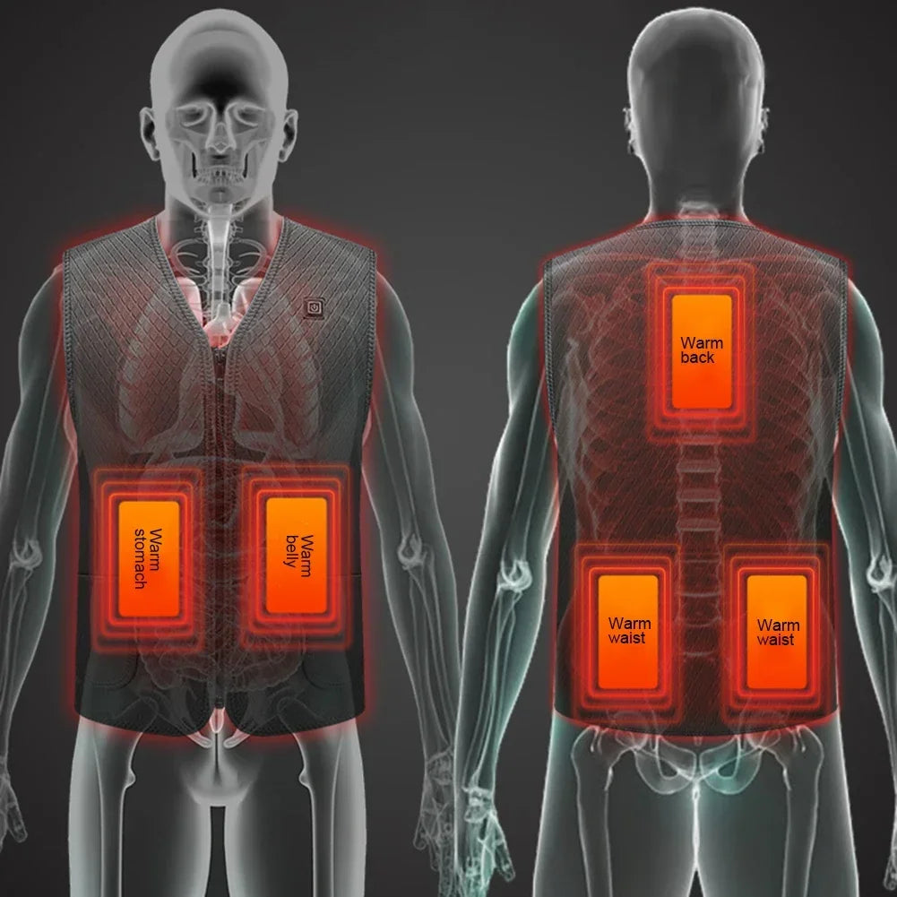 NEW Men Women Outdoor USB Infrared Heating Vest Jacket Winter Flexible Electric Thermal Clothing Waistcoat Fishing Hunting Vest