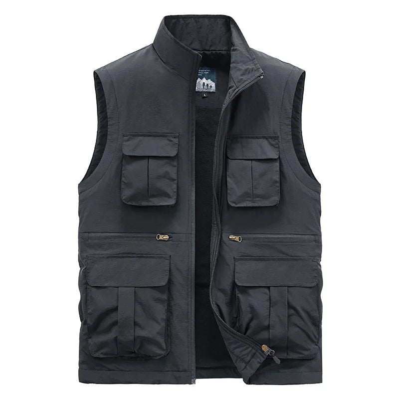 MAN VEST Winter Large Size Men's Work Clothes Tactical Jackets Multi-pocket Jacket Luxury Clothing Hunting Fishing Vests Hiking