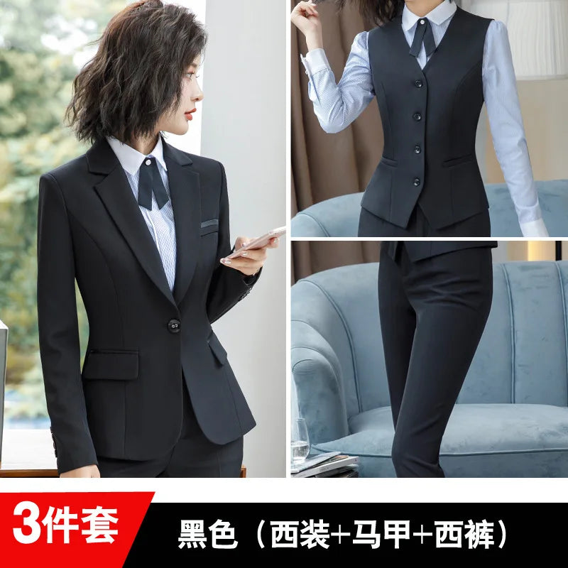 920 Autumn Long Sleeve Suit Suit Temperament Slim-Fitting Work Clothes College Students Interview Suit Business Formal Wear Busi