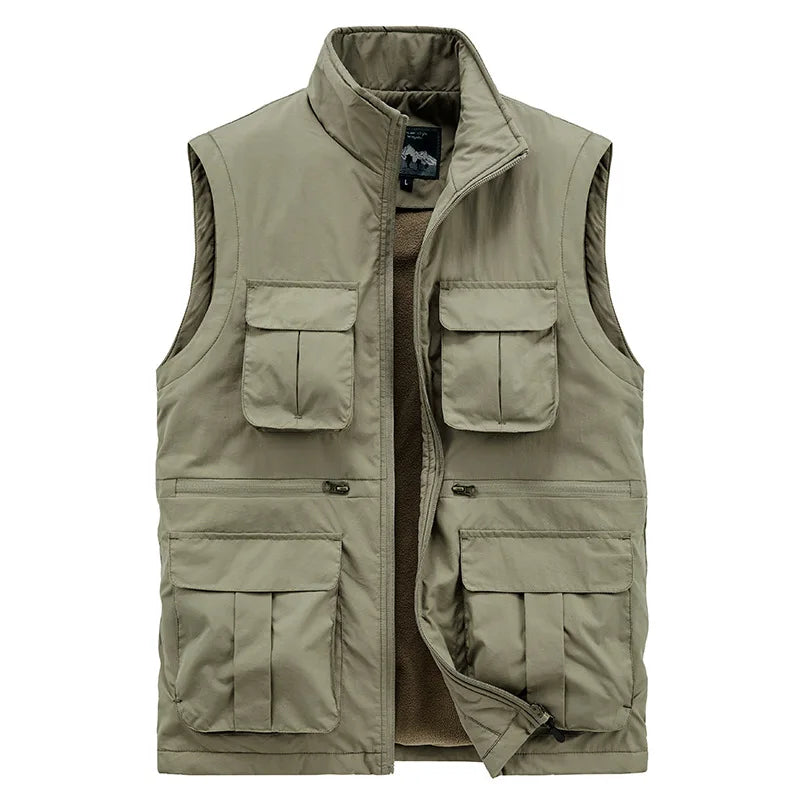MAN VEST Winter Large Size Men's Work Clothes Tactical Jackets Multi-pocket Jacket Luxury Clothing Hunting Fishing Vests Hiking