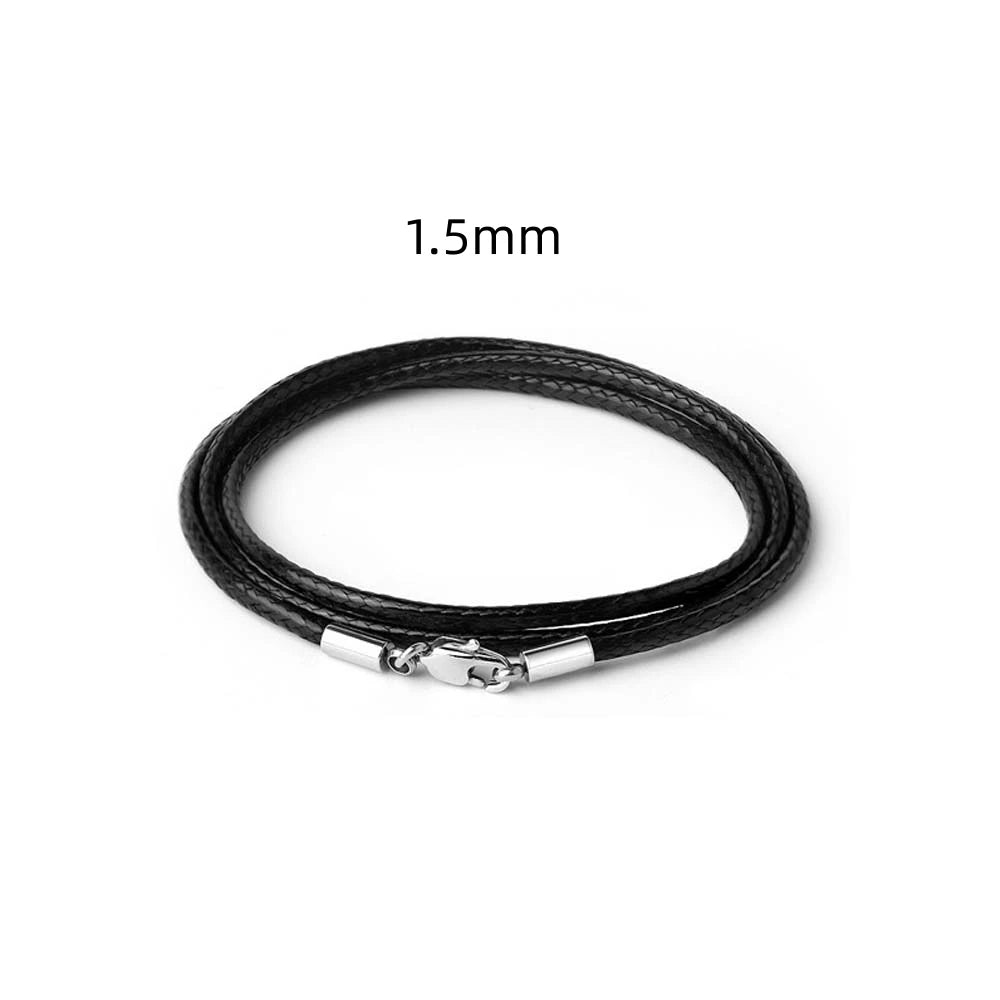 Black Genuine Leather Rope Necklace With Clasp Cord Chain Line String For DIY Pendant Jewelry Making Accessories Supplies Men