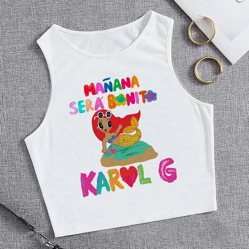 Hip Hop Tank Top Crop Top Manana Sera Bonito Bichota Karol G T Shirt Women Graphic T Shirts Trendy Clothing Grunge Tee Cropped