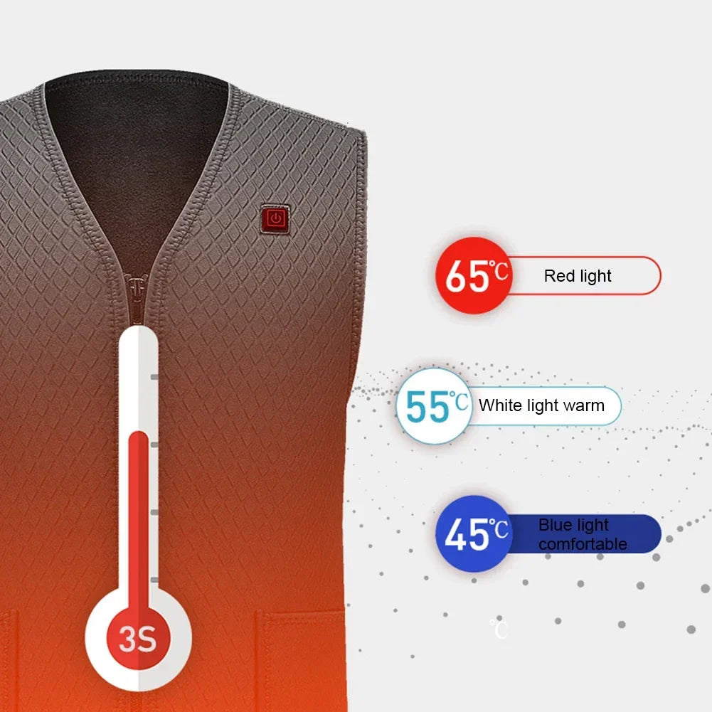 NEW Men Women Outdoor USB Infrared Heating Vest Jacket Winter Flexible Electric Thermal Clothing Waistcoat Fishing Hunting Vest
