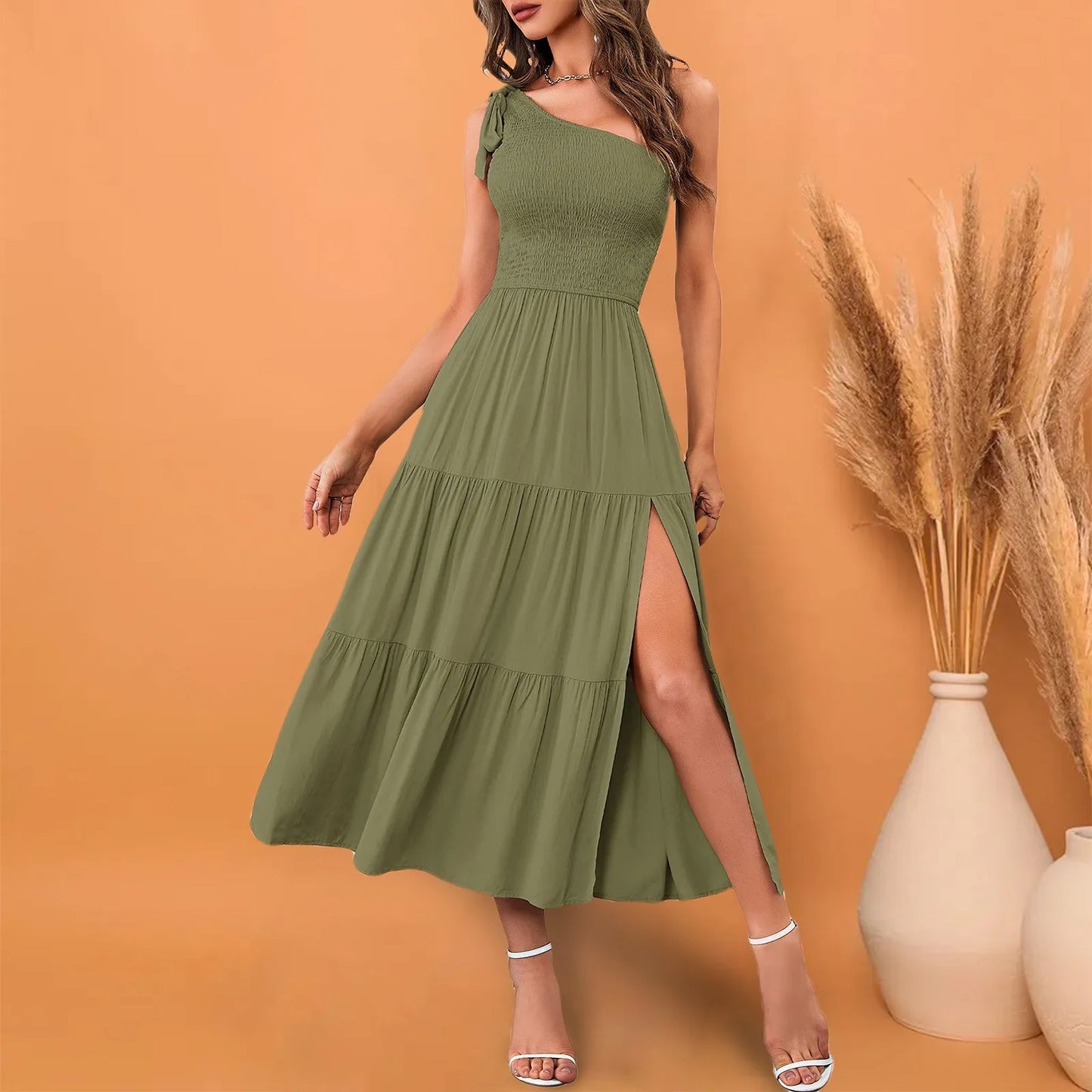 Summer Women's Long Dress 2024 Boho Chic Sleeveless Solid Color Beach Skirt Party Wear Casual Loose Dresses Holiday Dress