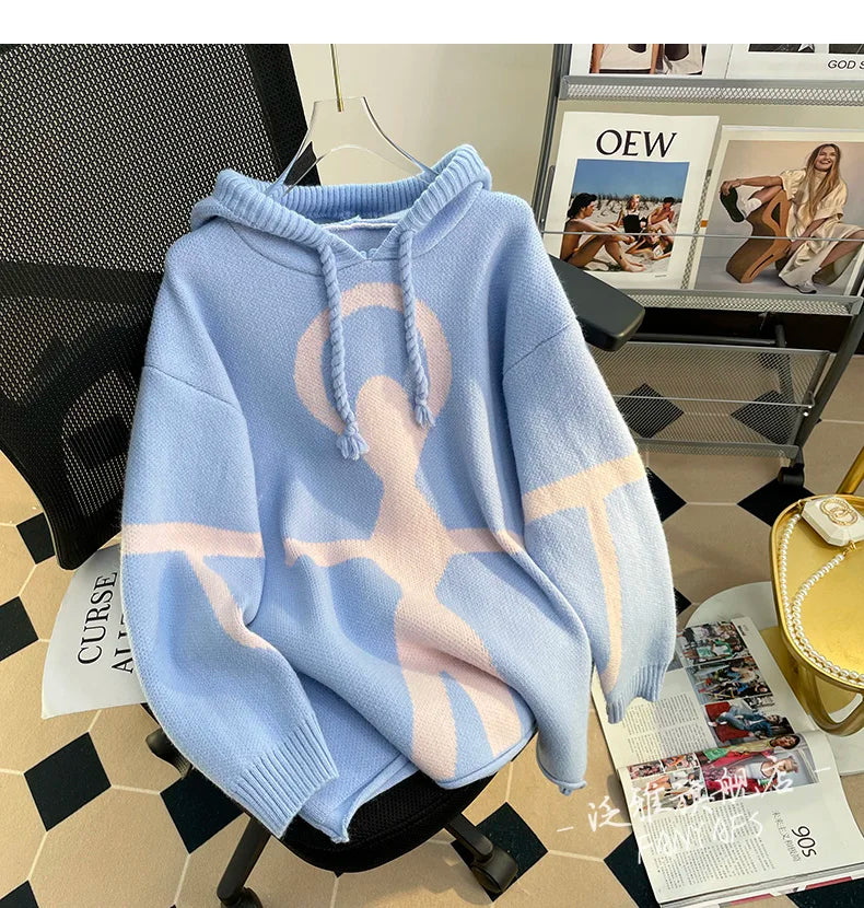 Knitted Hooded Sweater Women 2023 Ropa Mujer Sueter Mujer Fashion Korean Jumper Casual Pullovers Pull Femme Fall Winter Clothing