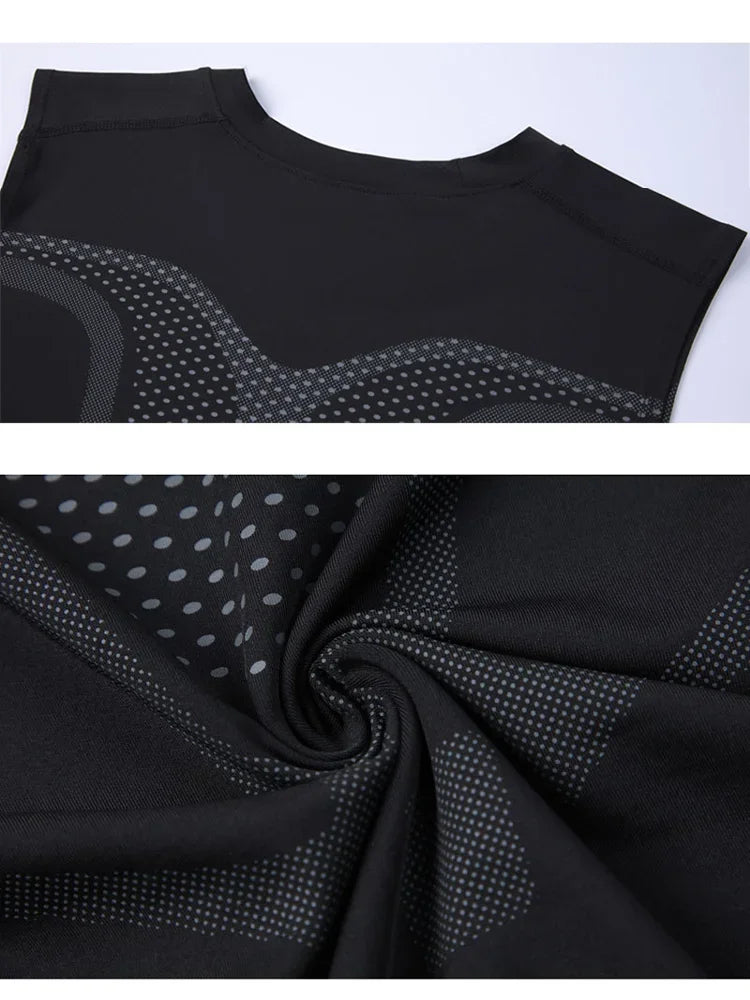 Compression Tank Top Men Gym Shirt Sleeveless Quick Dry Printing Sportswear Male Fitness Bodybuilding Vest Workout Muscle Top