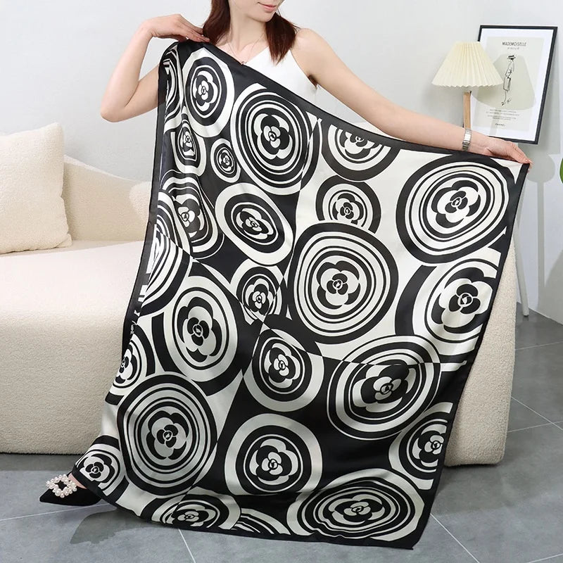 NEW 110x110cm large squar Imitation Silk Travel Scarf Beach Dress Bikini Sarong Wrap Women Brazilian Swimsuit Bathing Cover-ups