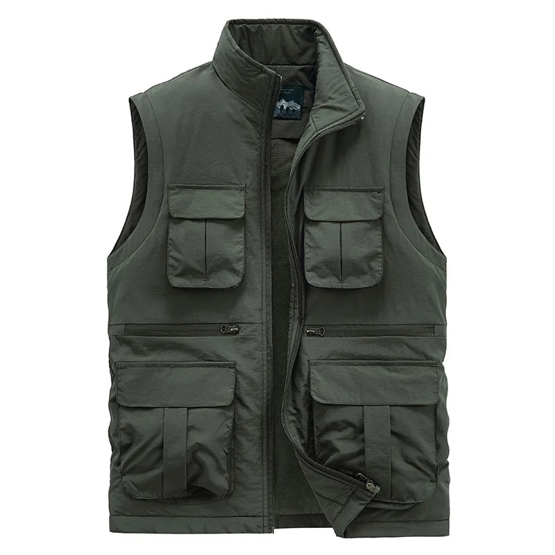 MAN VEST Winter Large Size Men's Work Clothes Tactical Jackets Multi-pocket Jacket Luxury Clothing Hunting Fishing Vests Hiking