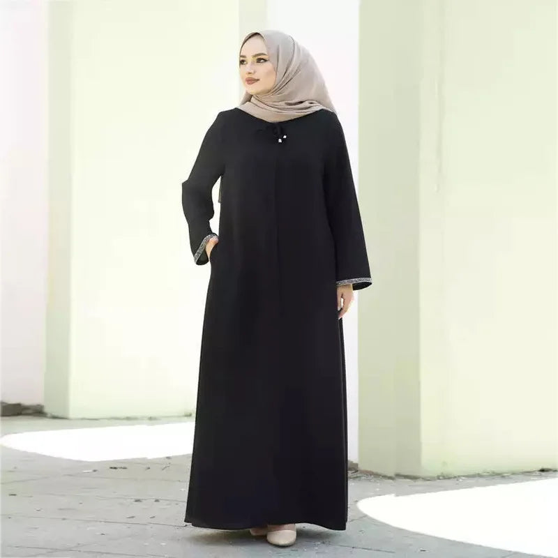 Monochrome Cardigan Gown for Women Islamic Cardigan Middle East Arab Dubai Ramadan Muslim Luxury Fashion Malay Turtleneck