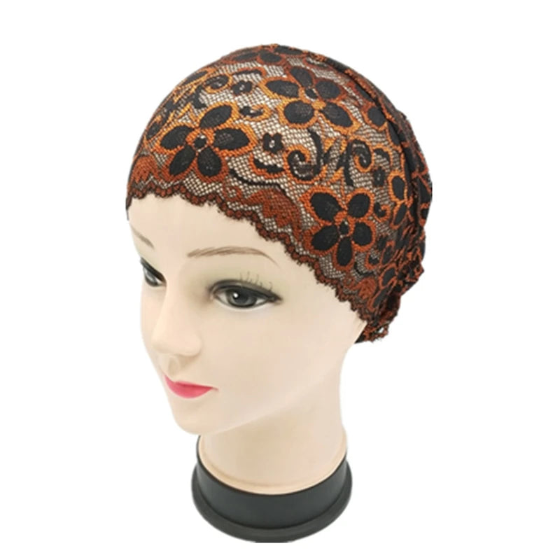 Muslim Underscarf Full Cover Lace Flower Hat Headscarf Turban Islam Wrap Hijab Cap Women Hair Loss Cancer Chemo Beanie Headwear