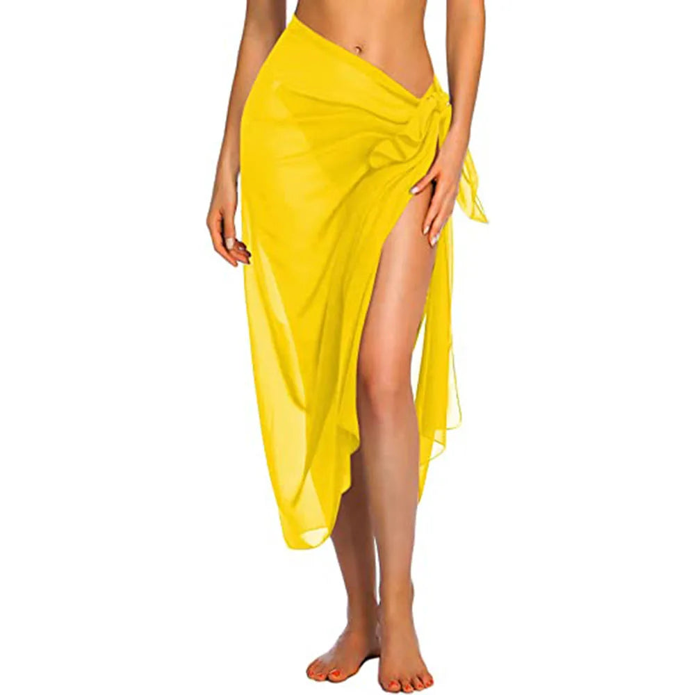 Womens Long&Short Sarong Swimsuit Coverups Summer Beach Bikini Wrap Sheer Short Skirt Scarf for Swimwear Cover-ups