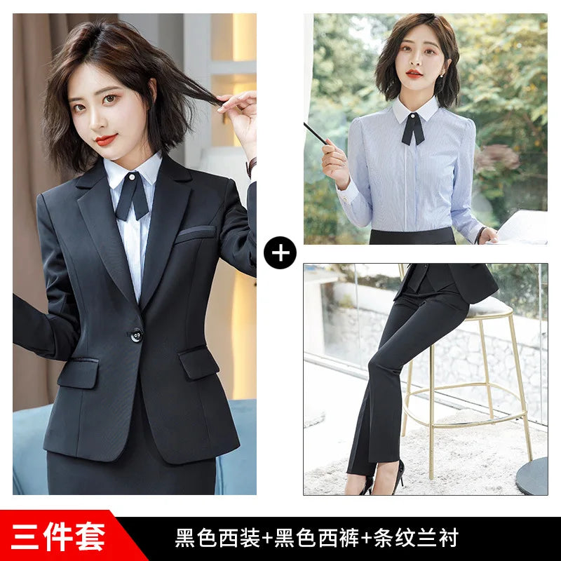 920 Autumn Long Sleeve Suit Suit Temperament Slim-Fitting Work Clothes College Students Interview Suit Business Formal Wear Busi