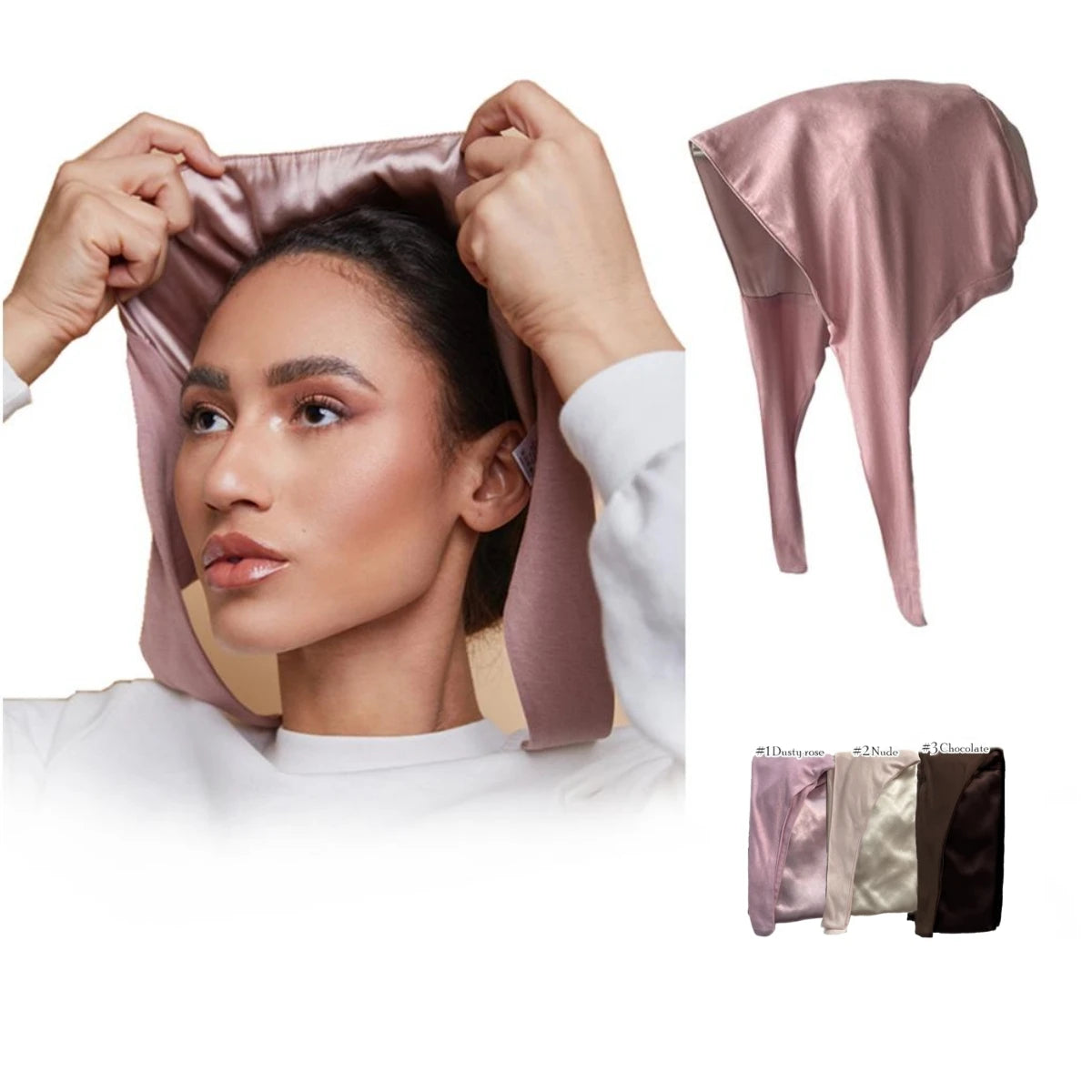 Order 2pcs get 1pc Adjustable Satin Muslim Under Scarf Satin Lined Modal Undercaps Protect Hair Double Layers Inner Hijab Cap