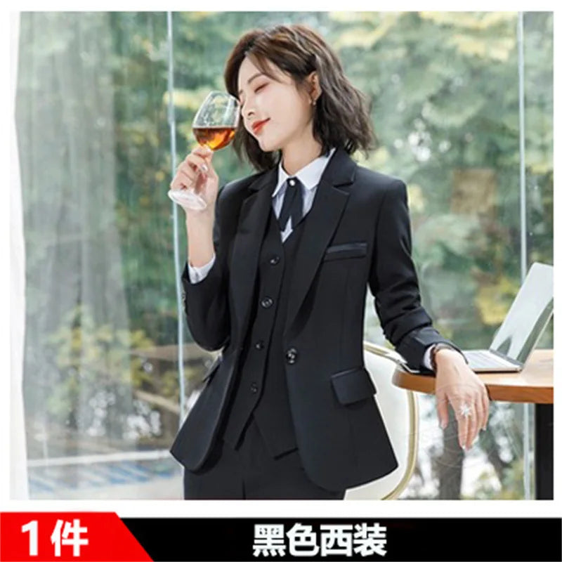 920 Autumn Long Sleeve Suit Suit Temperament Slim-Fitting Work Clothes College Students Interview Suit Business Formal Wear Busi