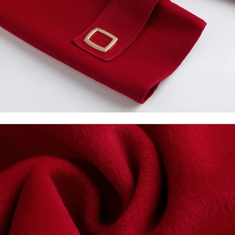 Double-Faced Coat Womens New Wool Ladies Tops Slim Spring Autumn 2025 Medium Long Chic Jackets Clothes Cashmere Woolen Outerwear