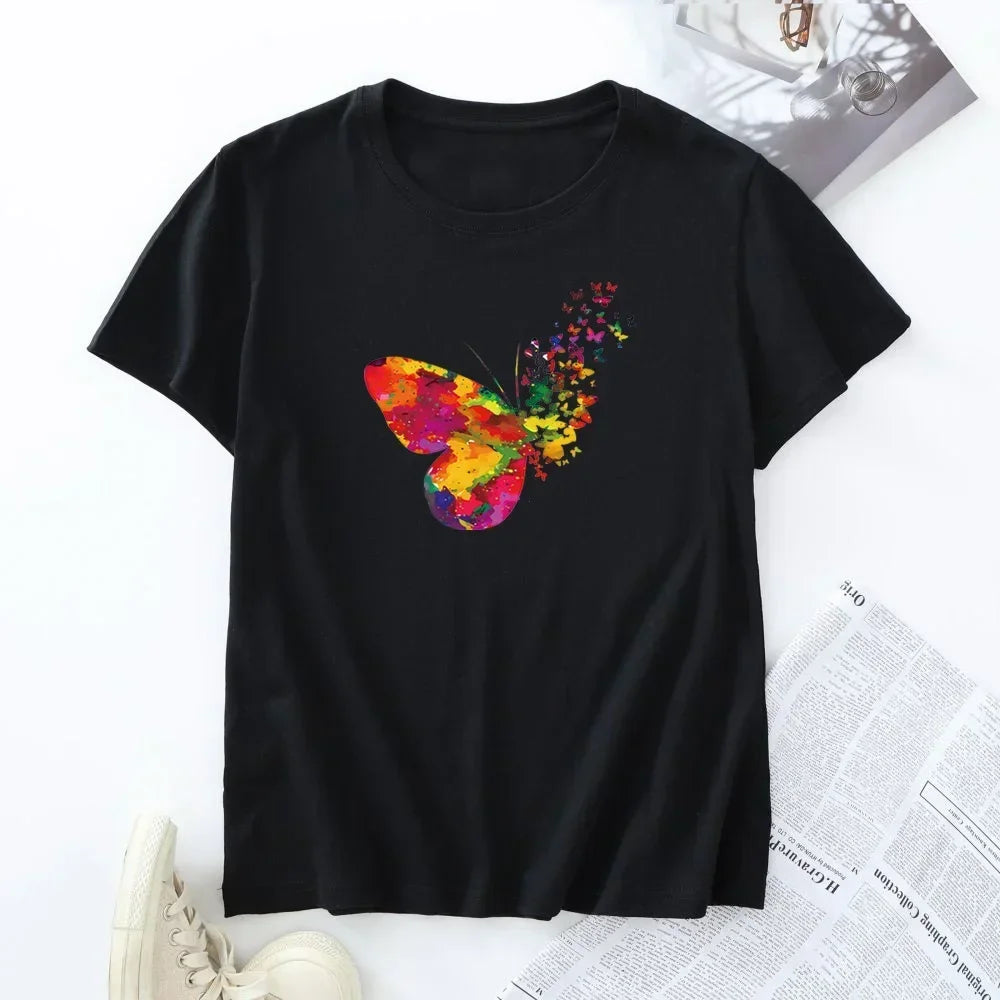 Plus Size Women's Short Sleeve T-shirt 100% Cotton Summer Tshirt Women Tees 2024 Fashion T Shirts Woman Tops Female Clothing