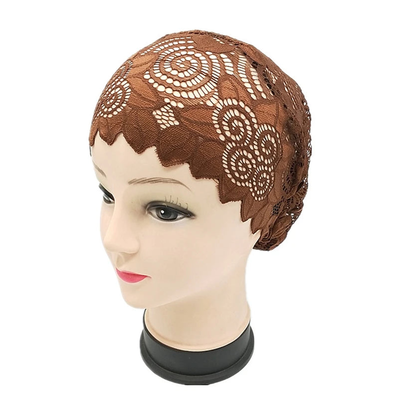 Muslim Underscarf Full Cover Lace Flower Hat Headscarf Turban Islam Wrap Hijab Cap Women Hair Loss Cancer Chemo Beanie Headwear