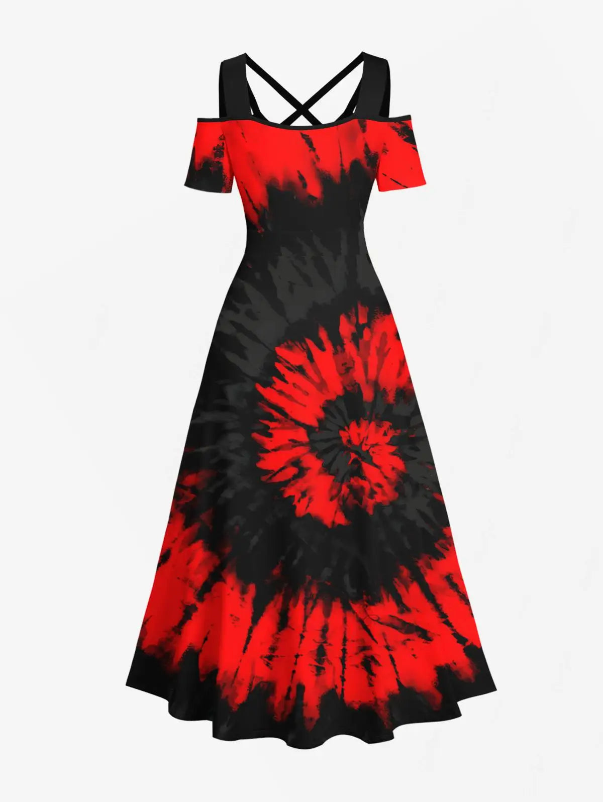 Plus Size Spiral Tie Dye Printed Halloween Costume Crisscross A Line Maxi Dress And Halloween Button Shirt For Men 2024 Women