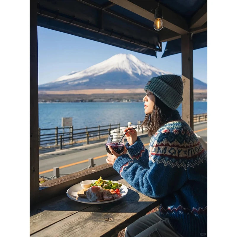 Vintage Print Knitted Cardigan Women Japanese Harajuku Sweater Outerwear Winter Aesthetic Long Sleeve Jumpers Korean Knitwear