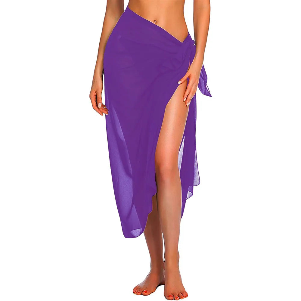 Womens Long&Short Sarong Swimsuit Coverups Summer Beach Bikini Wrap Sheer Short Skirt Scarf for Swimwear Cover-ups