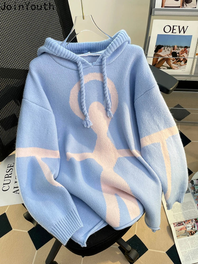 Knitted Hooded Sweater Women 2023 Ropa Mujer Sueter Mujer Fashion Korean Jumper Casual Pullovers Pull Femme Fall Winter Clothing