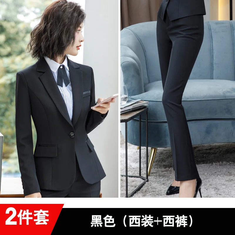 920 Autumn Long Sleeve Suit Suit Temperament Slim-Fitting Work Clothes College Students Interview Suit Business Formal Wear Busi