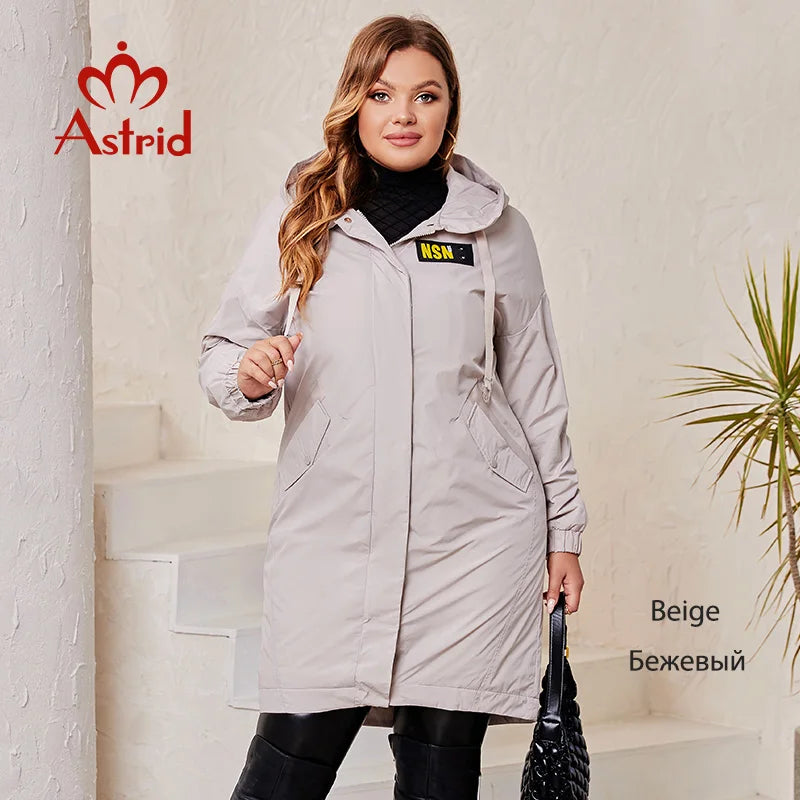 Astrid Plus Size Women's Spring Autumn Trench Coat Women Jacket zipper Outerwear female fashion Long casual Solid Windbreaker