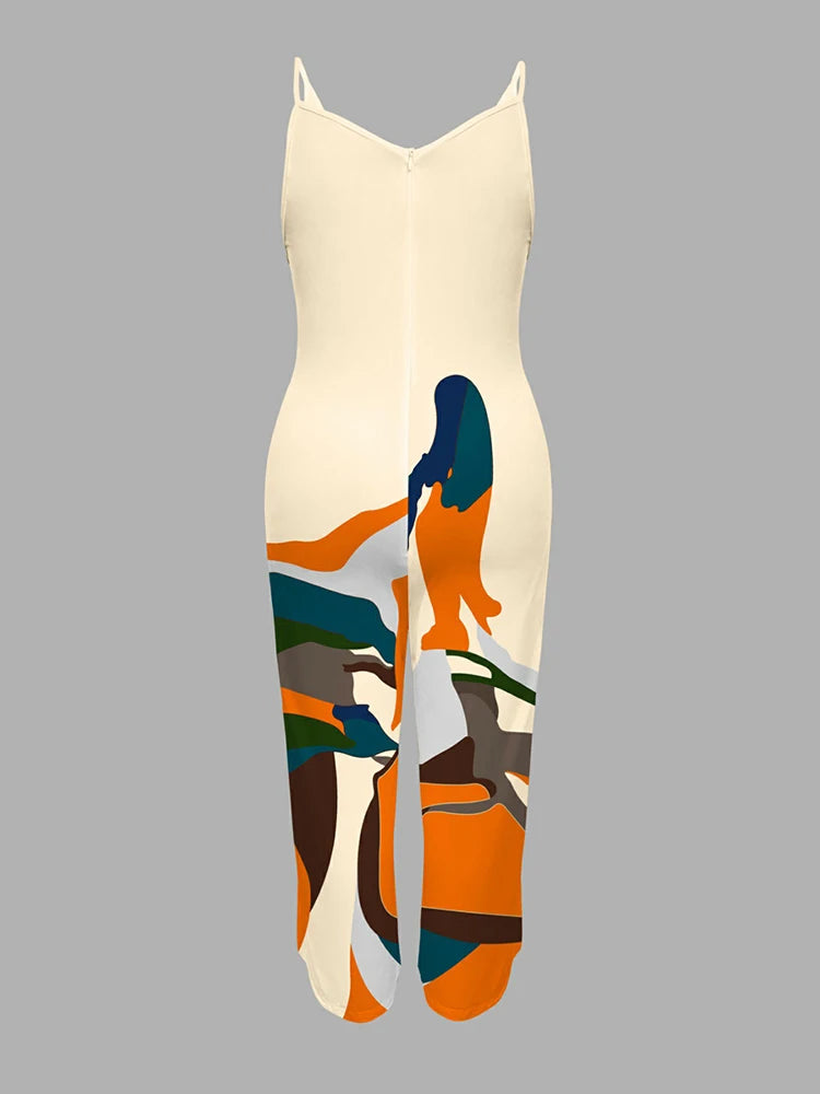 LW Full Jumpsuit Women Autumn 2024 Elegant Sleeveless Tank Baggy Pants Fashion Casual Print Bodysuit Plus Size Womens Clothing