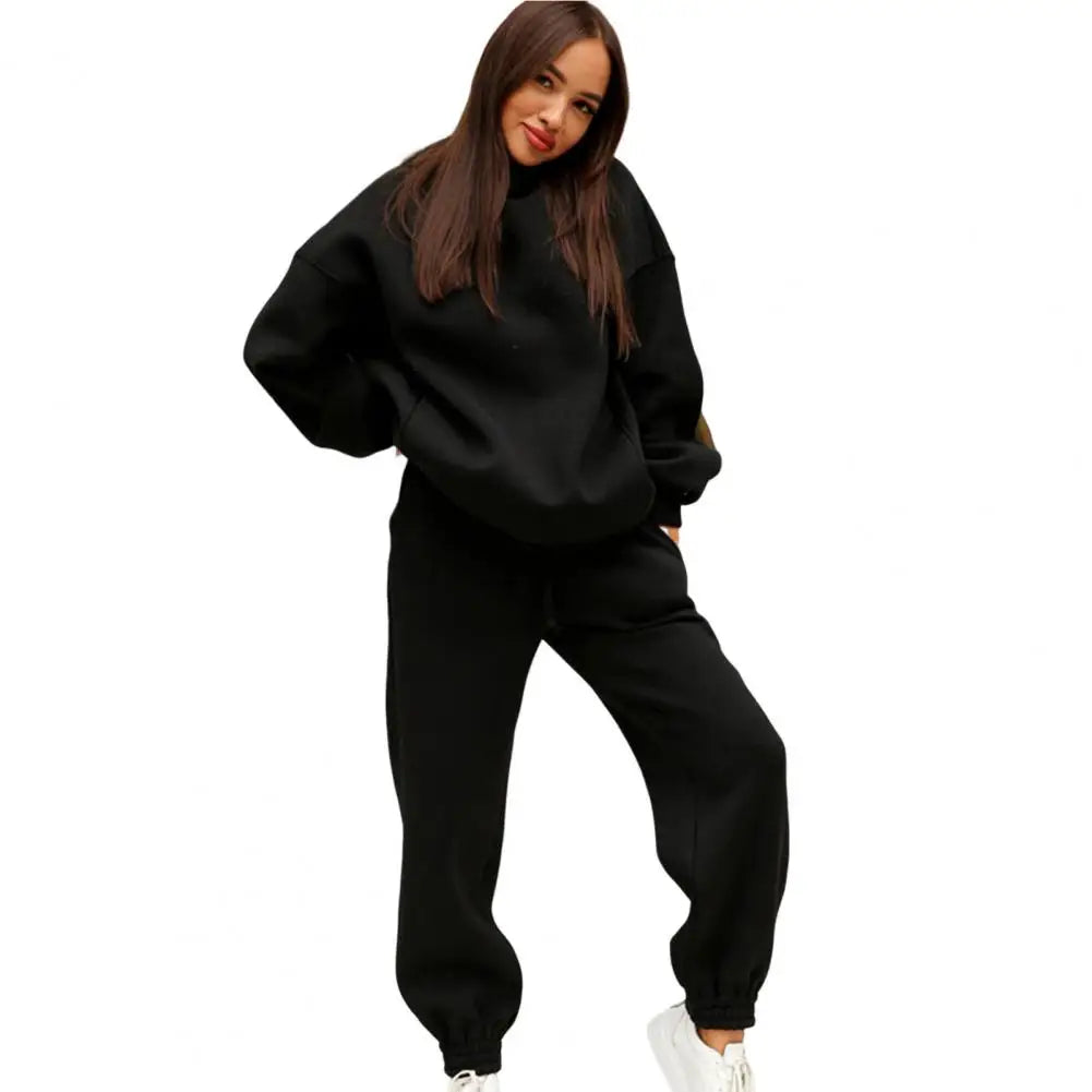 Winter Two Piece Sweatpants Set Oversized Hoodie Pants Women Tracksuit Autumn Trouser Suits Sweatshirt Solid Hoodie Sportswear