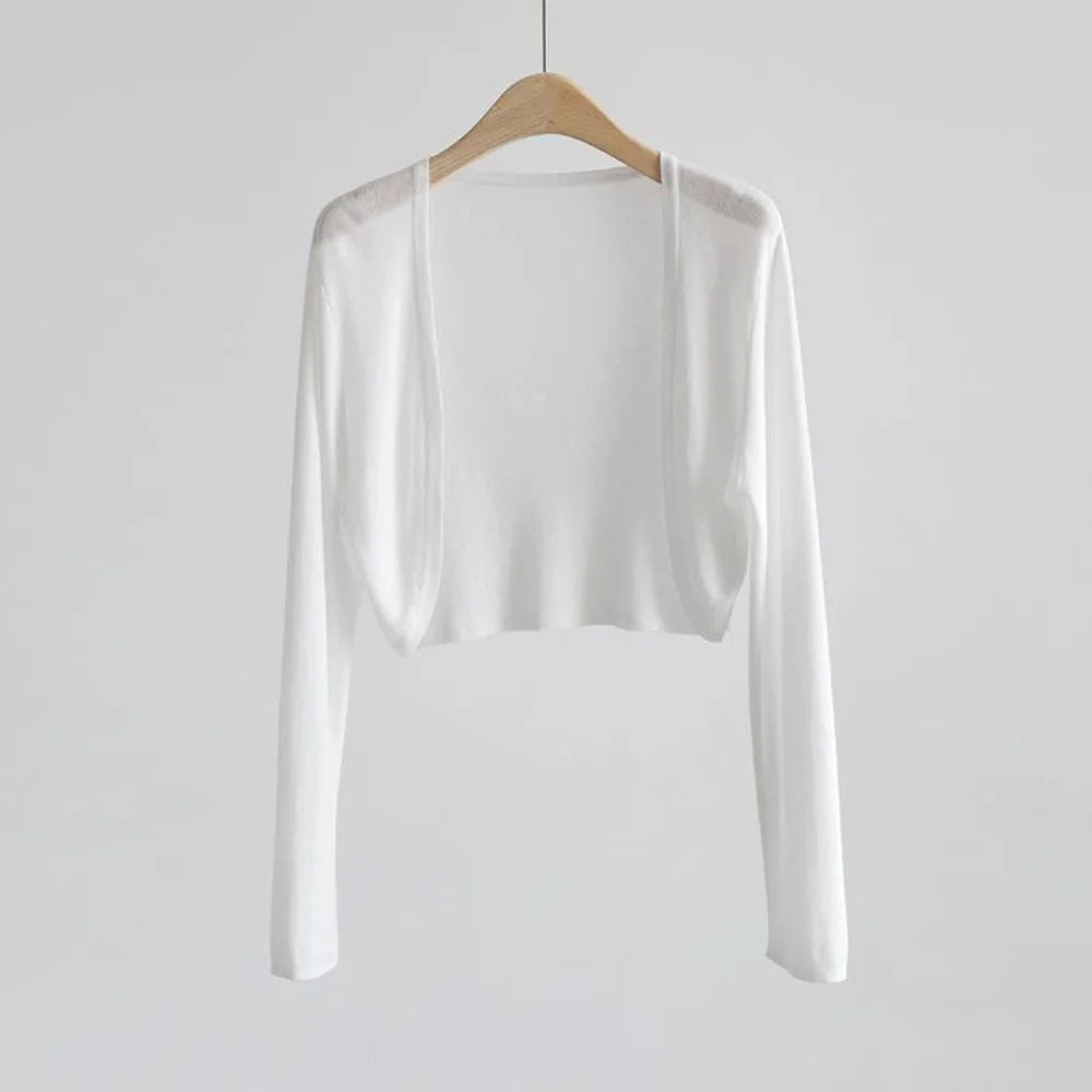 Summer Women's Cardigan Thin Crop Top air-Conditioned Shirt Tunic Coat Tops Women Thin Knit Ice Silk T shirt Sun Shawl Cycling