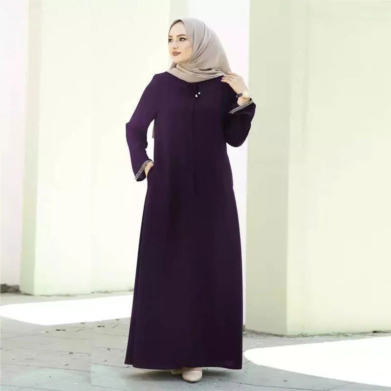 Monochrome Cardigan Gown for Women Islamic Cardigan Middle East Arab Dubai Ramadan Muslim Luxury Fashion Malay Turtleneck