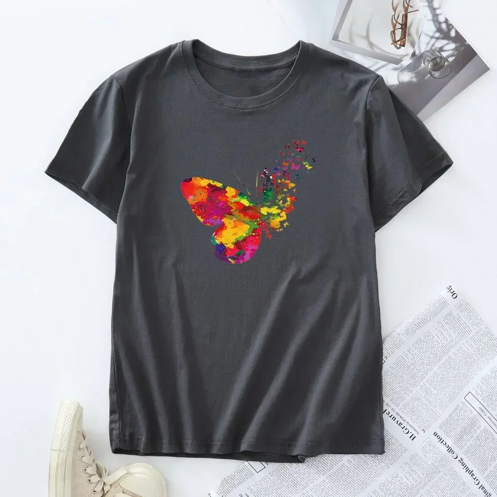 Plus Size Women's Short Sleeve T-shirt 100% Cotton Summer Tshirt Women Tees 2024 Fashion T Shirts Woman Tops Female Clothing