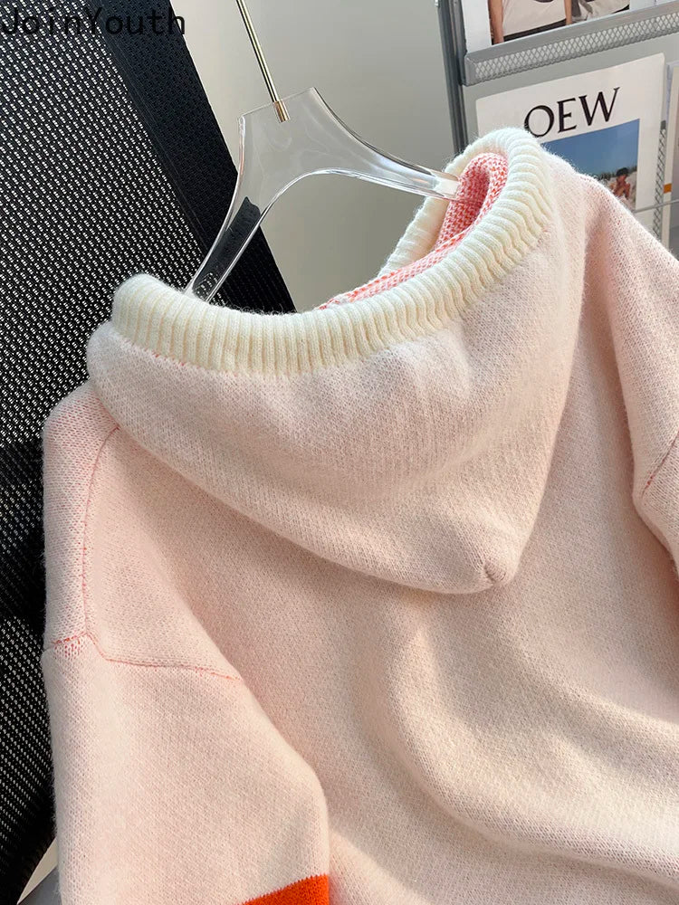 Knitted Hooded Sweater Women 2023 Ropa Mujer Sueter Mujer Fashion Korean Jumper Casual Pullovers Pull Femme Fall Winter Clothing