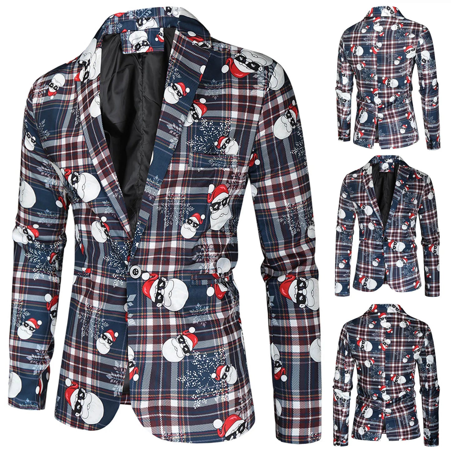 Men's Fashion Blazer 2024 New Trendy Hot Selling Party Coat Casual Slim Fit Buttons Suits Christmas Print Blazers Jacket For Men