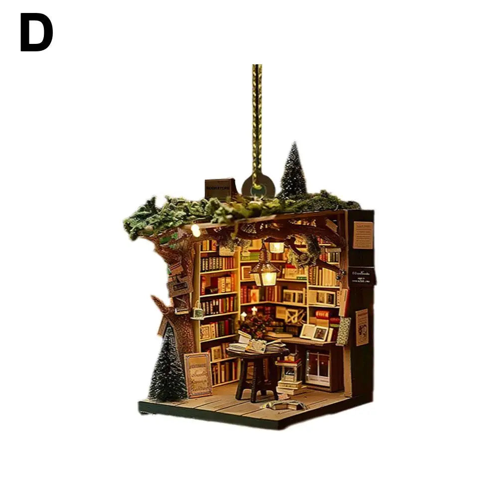 Christmas Bookstore Ornament Acrylic Book Stacked Hanging Decoration Xmas Tree Pendant Bookgift For Holiday Tree Home Decor