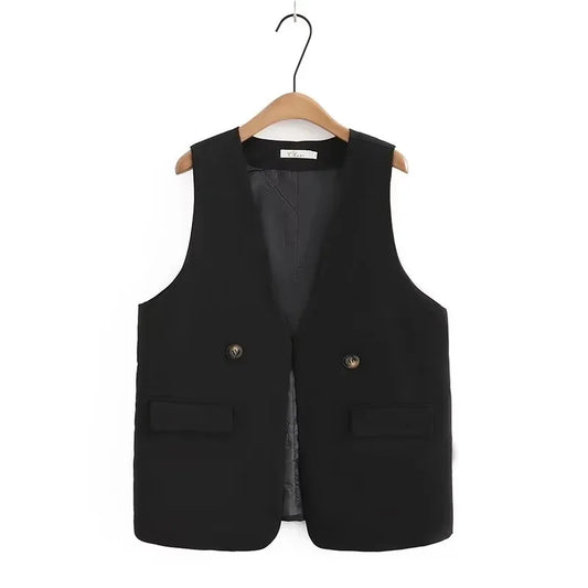 New 2023 Ladies Spring Autumn Plus Size Tops For Women Large Size Sleeveless Black V-neck Vest Coat 3XL 4XL 5XL 6XL