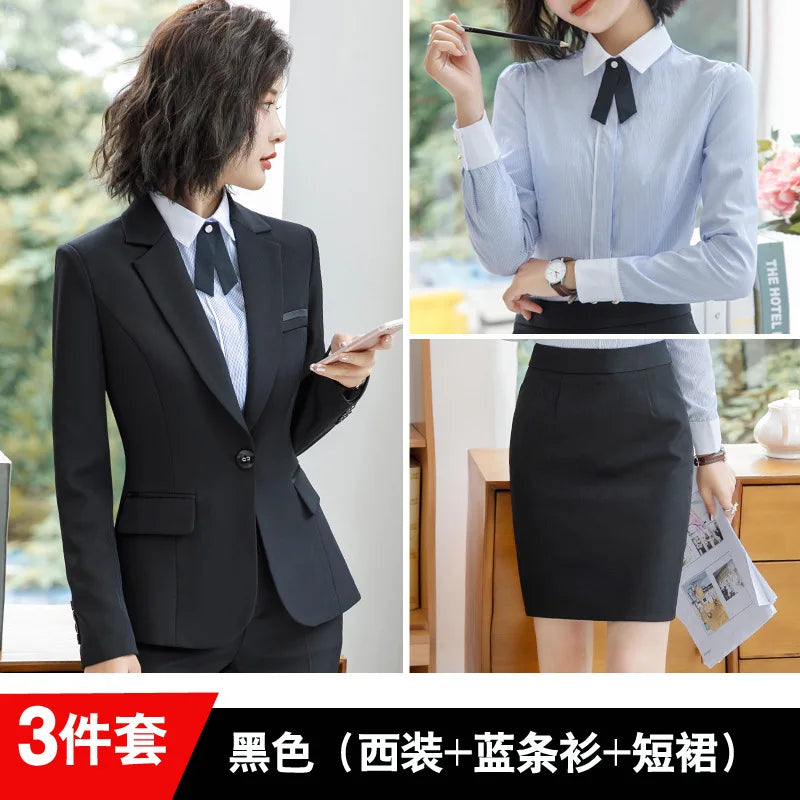 920 Autumn Long Sleeve Suit Suit Temperament Slim-Fitting Work Clothes College Students Interview Suit Business Formal Wear Busi