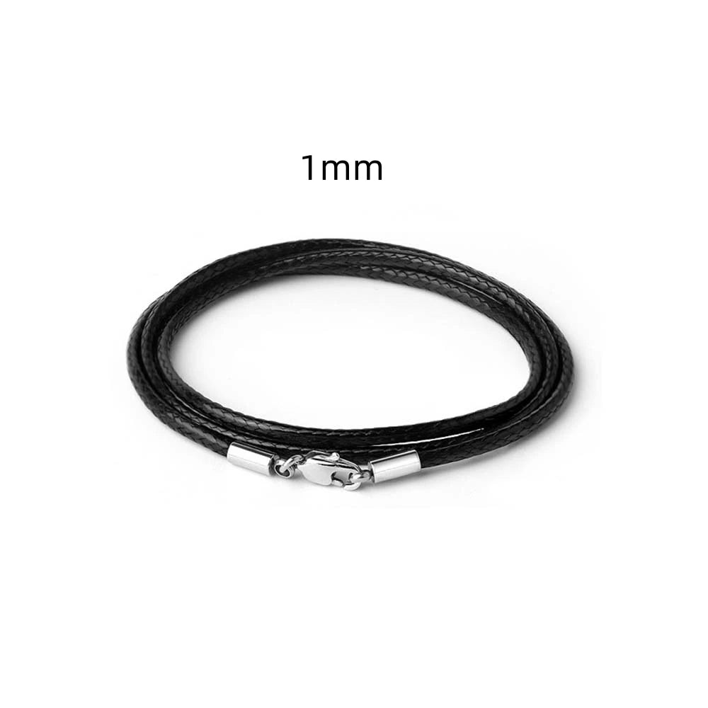 Black Genuine Leather Rope Necklace With Clasp Cord Chain Line String For DIY Pendant Jewelry Making Accessories Supplies Men
