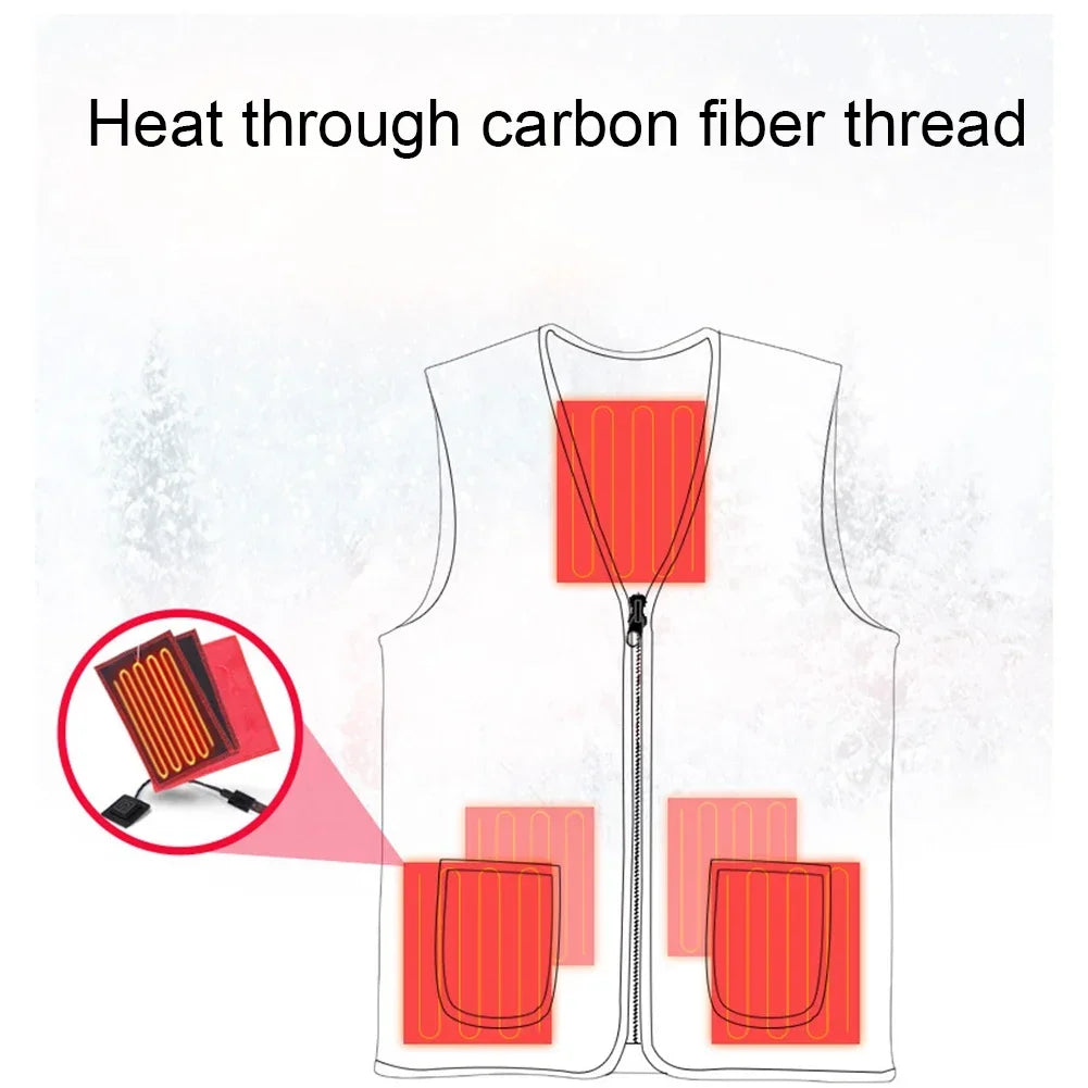 NEW Men Women Outdoor USB Infrared Heating Vest Jacket Winter Flexible Electric Thermal Clothing Waistcoat Fishing Hunting Vest