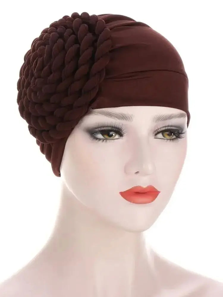 2020 Solid Color India Turban Bonnet Arab Wrap Head Scarf Ready To Wear Hijab Hat Muslim headdress Women Inner Hijab Caps