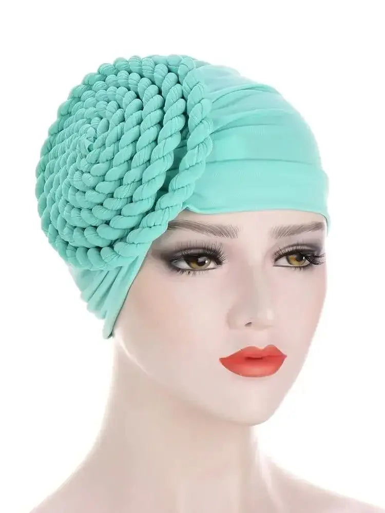 2020 Solid Color India Turban Bonnet Arab Wrap Head Scarf Ready To Wear Hijab Hat Muslim headdress Women Inner Hijab Caps