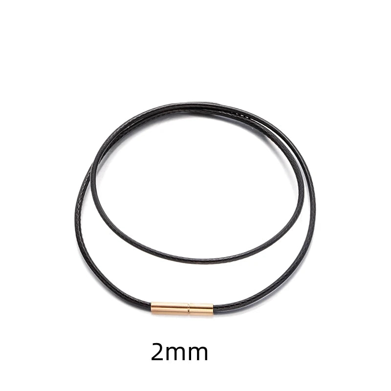 Black Genuine Leather Rope Necklace With Clasp Cord Chain Line String For DIY Pendant Jewelry Making Accessories Supplies Men