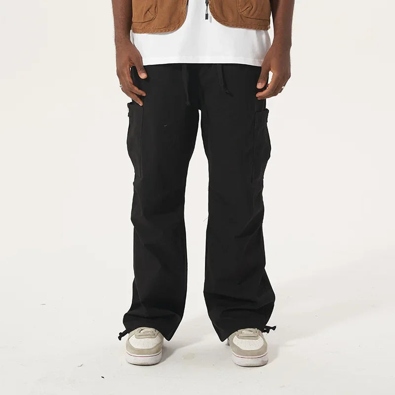American Fashion Brand Multi-pocket Cotton Straight Leg Casual Pants Men's Casual Loose Version of Long Leg Overalls Streetwear