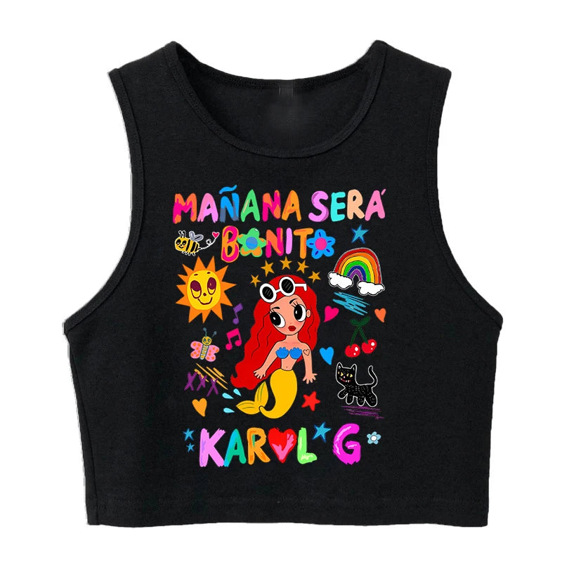 Hip Hop Tank Top Crop Top Manana Sera Bonito Bichota Karol G T Shirt Women Graphic T Shirts Trendy Clothing Grunge Tee Cropped