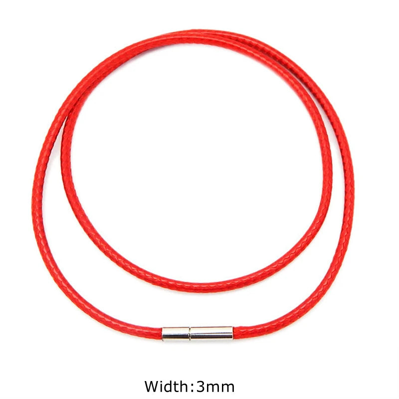 Black Genuine Leather Rope Necklace With Clasp Cord Chain Line String For DIY Pendant Jewelry Making Accessories Supplies Men