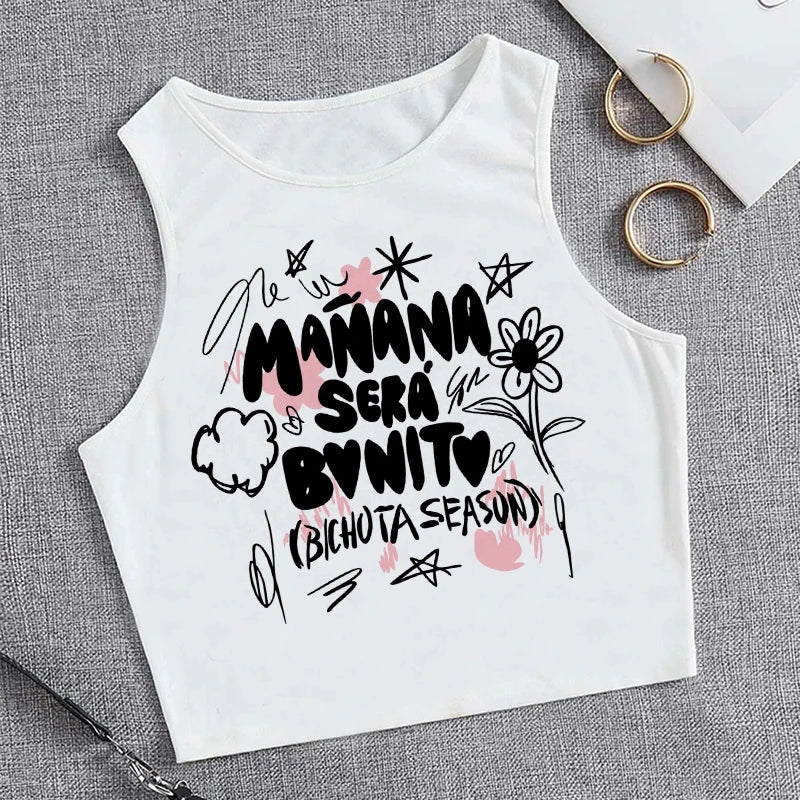 Hip Hop Tank Top Crop Top Manana Sera Bonito Bichota Karol G T Shirt Women Graphic T Shirts Trendy Clothing Grunge Tee Cropped