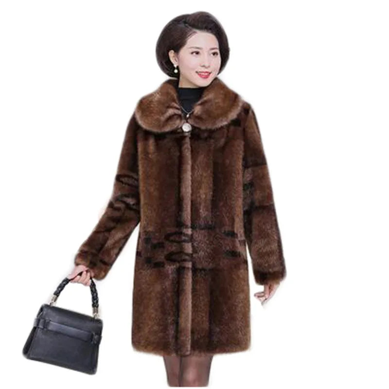 Fashion Shaggy Parkas Coat Ladies Fur Coat Women Loose Size Women Clothing Imitation Mink Fur Long Outerwear Warm High Quality