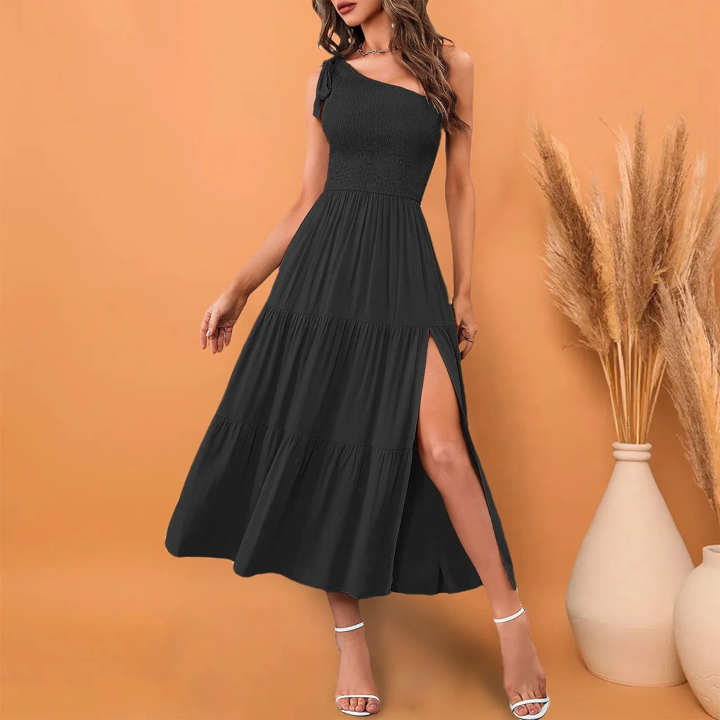 Summer Women's Long Dress 2024 Boho Chic Sleeveless Solid Color Beach Skirt Party Wear Casual Loose Dresses Holiday Dress
